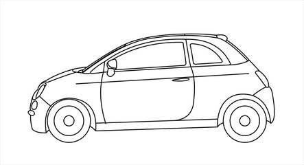 Outline vector car isolated on white background, side view.