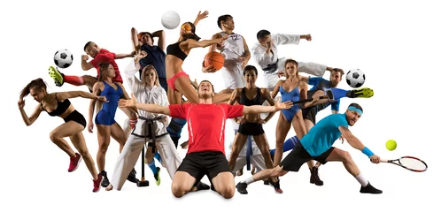 Tuinposter Multi sports collage taekwondo, tennis, soccer, basketball, etc © Andrey Burmakin