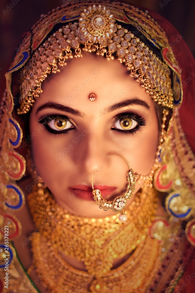 Wall mural portrait of attractive indian hindu bride