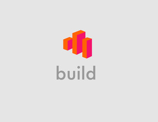 Fototapeta na wymiar Creative bright 3d abstract logo for building company