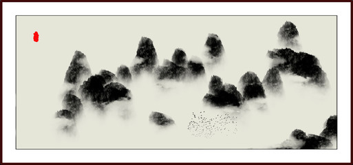 Ink Landscape Decorative Painting.. © zhouyilu