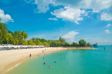 Siloso beach in Sentosa Island, Singapore. - obrazy, fototapety, plakaty