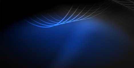 Fototapeta na wymiar Glowing abstract wave on dark, shiny motion, magic space light. Techno abstract background