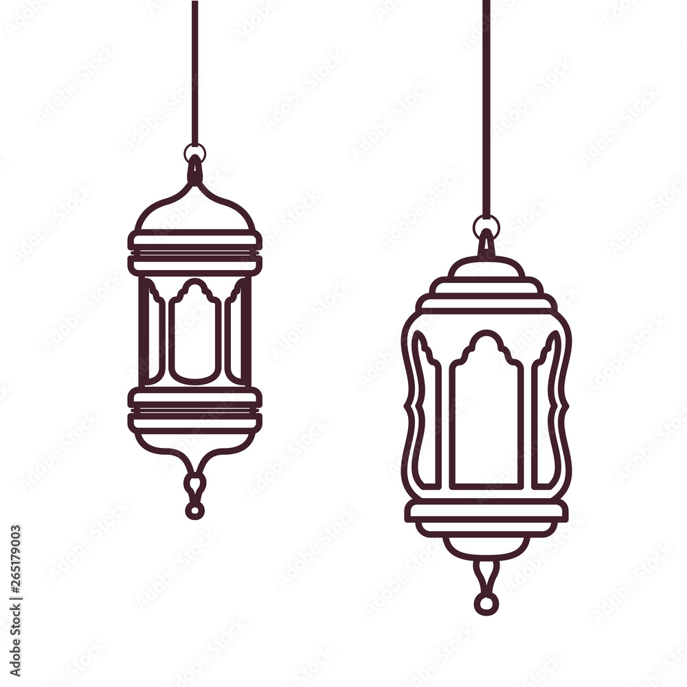 Wall mural ramadan kareem lantern hanging icon