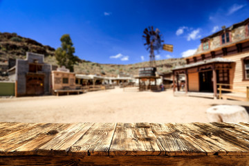 Table background of free space and wild west background. 