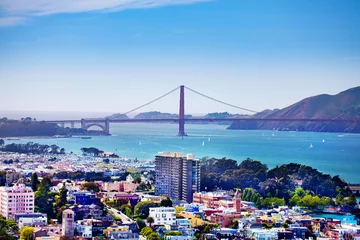 Fotobehang San Francisco bay and Golden Gate Bridge, USA © Sergey Novikov