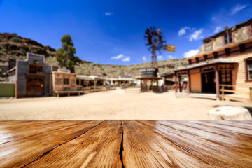 Table background of free space and wild west background. 