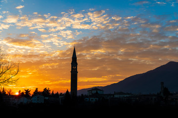 The town of Crespano del Grappa in Italy