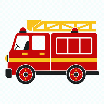 Fire Truck, cartoon vector illustration for kids