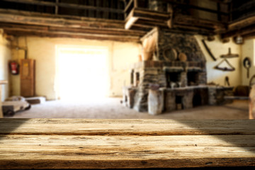 Desk of free space and wild west home interior. Free space for your decoration. 