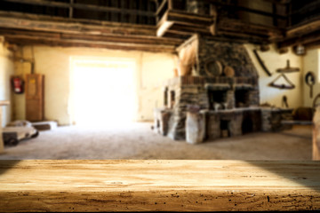 Desk of free space and wild west home interior. Free space for your decoration. 