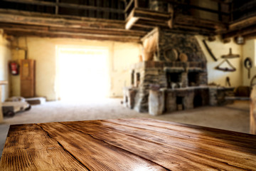 Desk of free space and wild west home interior. Free space for your decoration. 