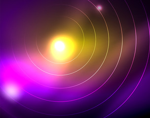 Neon circles abstract background