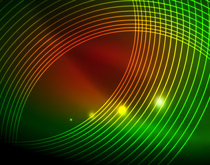 Neon circles abstract background