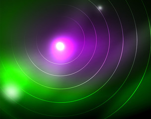 Neon circles abstract background