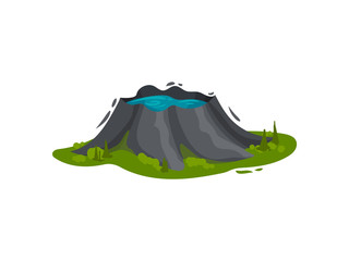 Lake in the crater of a volcano. Vector illustration on white background. © Happypictures