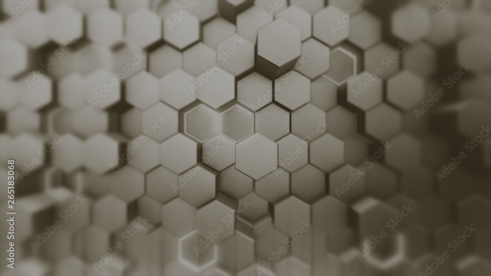 Aufkleber abstract white geometric hexagonal background. grunge surface, 3d rendering technology background