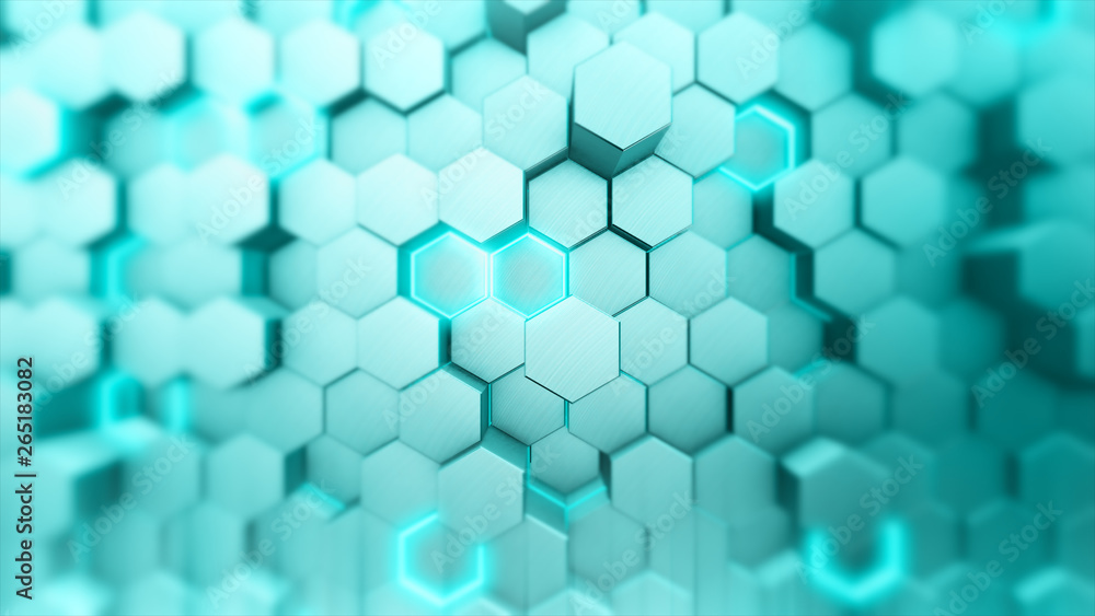 Aufkleber abstract white geometric hexagonal background. grunge surface, 3d rendering technology background