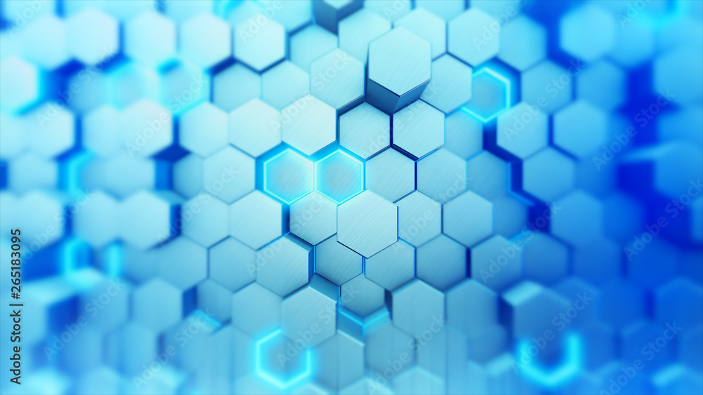 Poster abstract white geometric hexagonal background. grunge surface, 3d rendering technology background