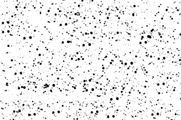 Drops of black paint splattered on a white background, texture