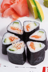 Japanese sushi rolls on a plate