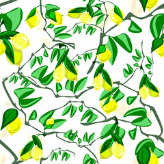 seamless pattern of citrus lemon, summer theme. bright lemons.