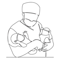 doctor with newborn twins