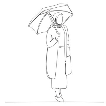 muslim girl woman under umbrella