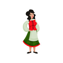 Young woman in traditional italy dress. Vector illustration.