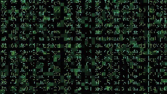 close up view of encrypted text scrolling on screen, concept of hacker attack or virus or alien messages