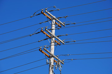 Electrical Pole with Wires, Connectors, & Insulators