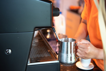 making coffee from a coffee maker