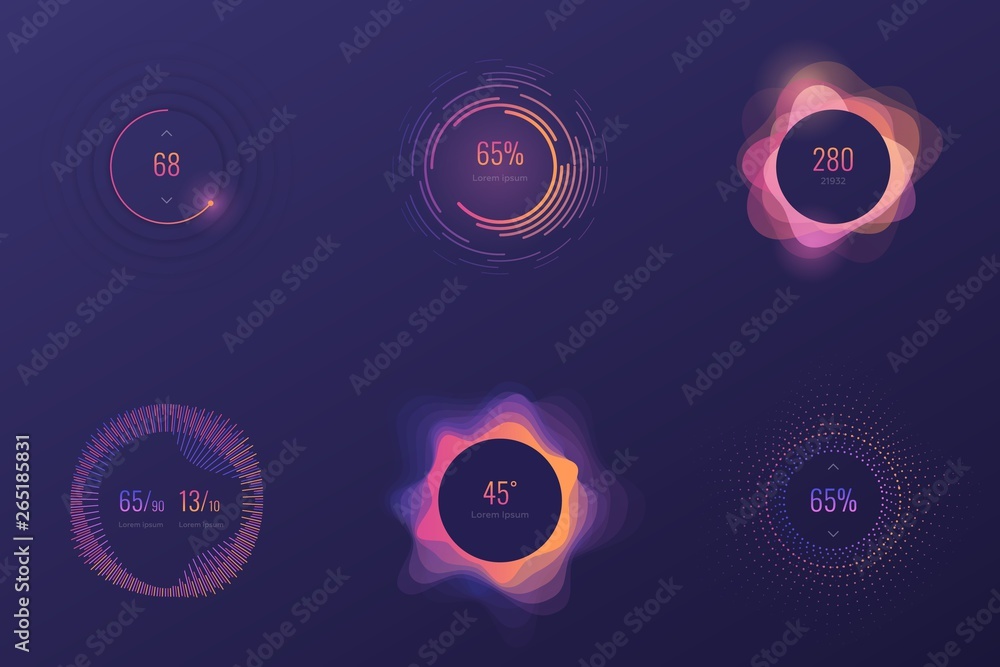 Poster control knob used for regulating. dashboard ui and ux kit. control center design. progress bar. temp