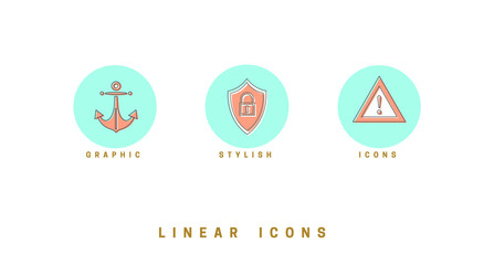 Set of outline vector icons for web design in simple linear style isolated on white background.