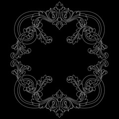 Black vintage baroque ornament, corner. Retro pattern antique style acanthus.