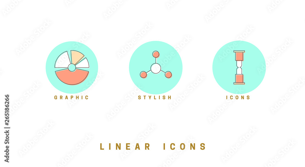 Fototapete set of outline vector icons for web design in simple linear style isolated on white background.