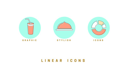 Set of outline vector icons for web design in simple linear style isolated on white background.