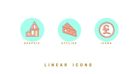 Set of outline vector icons for web design in simple linear style isolated on white background.