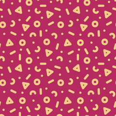Vector geometric seamless trendy pattern - memphis style, fashion 80 - 90s. Red vintage background 
