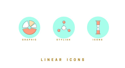 Set of outline vector icons for web design in simple linear style isolated on white background.