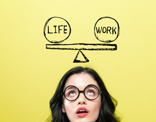 Life and work balance with young woman wearing eye glasses