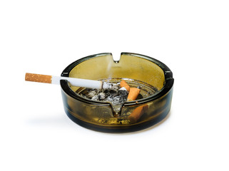 Ashtray with smoking cigarettes