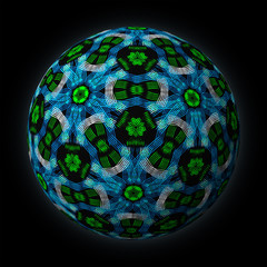 Obraz na płótnie Canvas Artfully designed and colorful ball, 3D illustration on black background