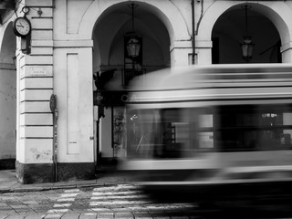 Turin tram in motion