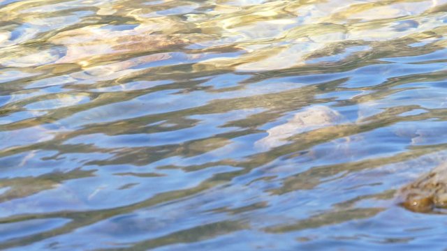 Slow motion shot of ripples on the surface of mountain lake