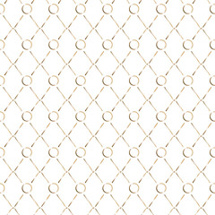 Fototapeta premium Rhombus golden seamless royal elegant pattern. Gold soft color on white background. Geometric metallic gird vector ornament texture.