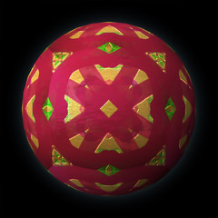 Artfully designed and colorful ball, 3D illustration on black background