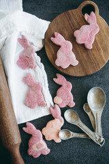 Fototapeta na wymiar Pink Marbled Bunny Sugar Cookies