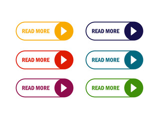 Fototapeta premium Read More colorful button set with icons Web Isolated on white background. Vector Illustration.