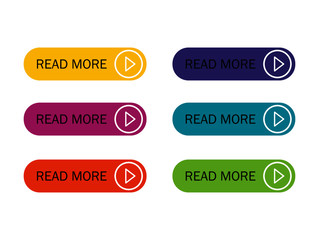 Read More colorful button set with icons Web Isolated on white background. Vector Illustration.